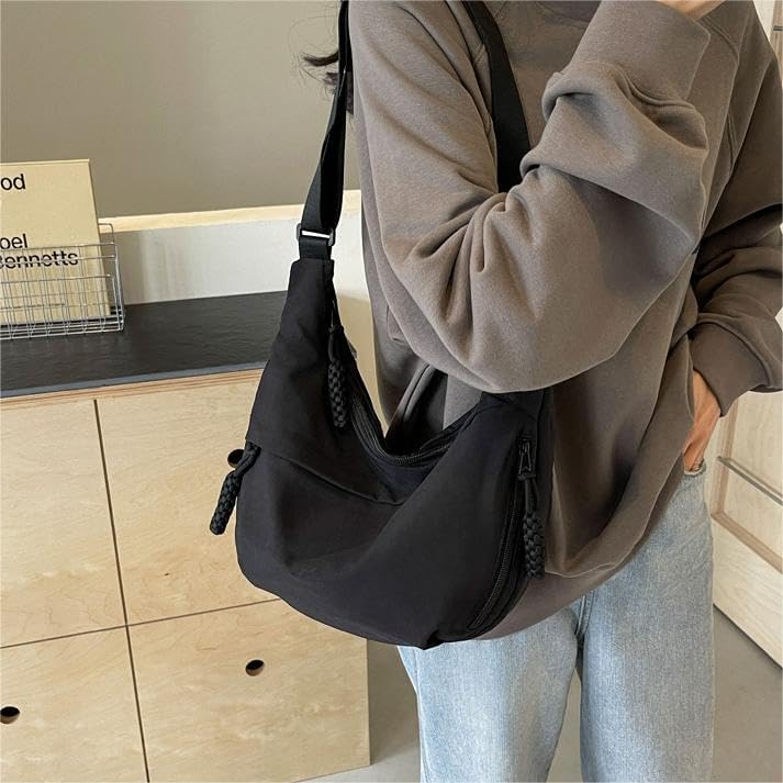 EMGILL Nylon Crescent Crossbody Bag for Women Shoulder Tote Handbag Casual Sling Bag Dumpling Purse Bag for Outdoor Travel - Image 2